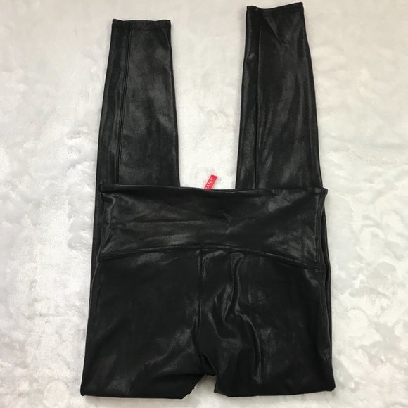 Spanx Women's Faux Leather Leggings Size Large High Waist Black Style 2437 - Picture 8 of 12